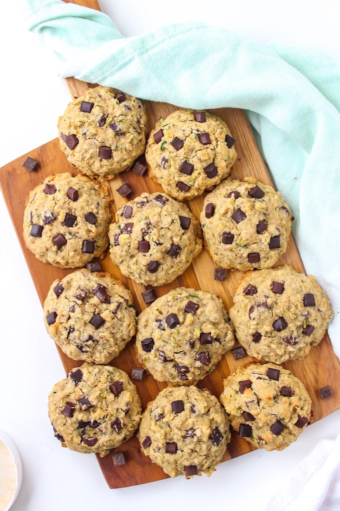 Chocolate Chip Oatmeal Zucchini Cookies - a quick and easy one bowl recipe! Gluten Free, Vegan & Low FODMAP