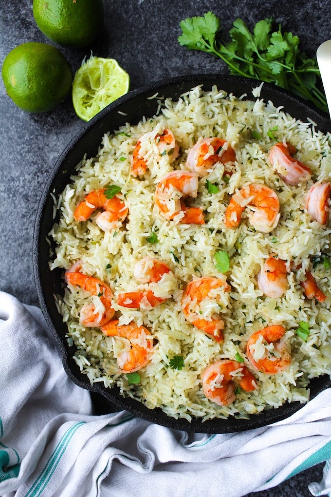 Cilantro Lime Shrimp & Rice | An easy one pot dinner that's ready in 30 minutes or less. 