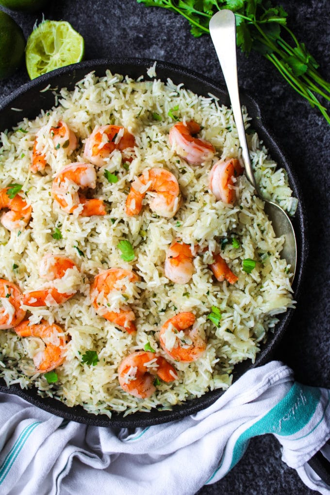 Cilantro Lime Shrimp & Rice | An easy one pot dinner that's ready in 30 minutes or less. 