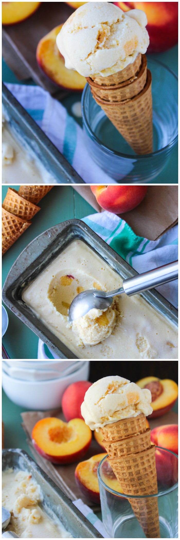 Homemade, no churn Coconut and Peach Ice Cream - only four ingredients needed for this dairy, egg, soy, and gluten free summer treat!