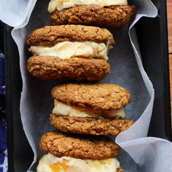 Oatmeal Cookie & Peach Ice Cream Sandwiches