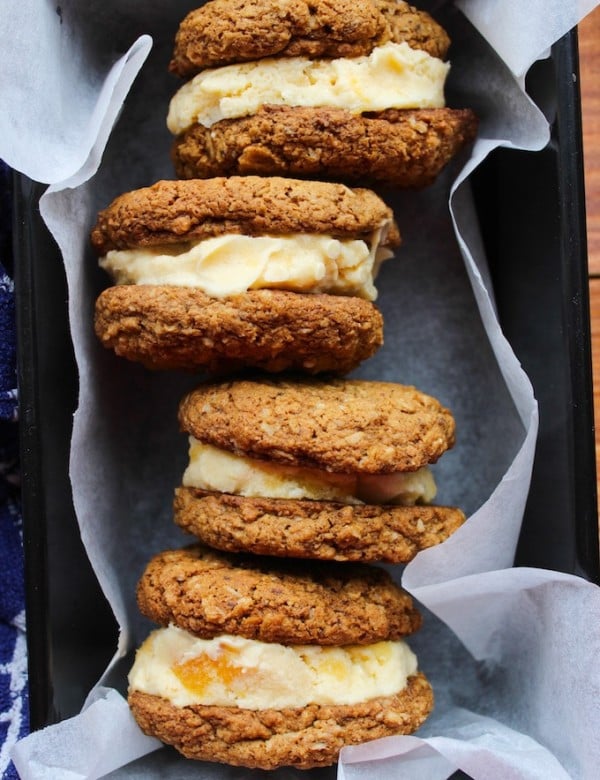 Oatmeal Cookie & Peach Ice Cream Sandwiches