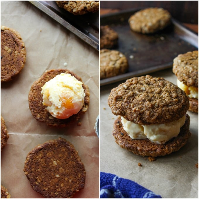 Oatmeal Cookies & Ice Cream Sandwiches - gluten free & vegan 