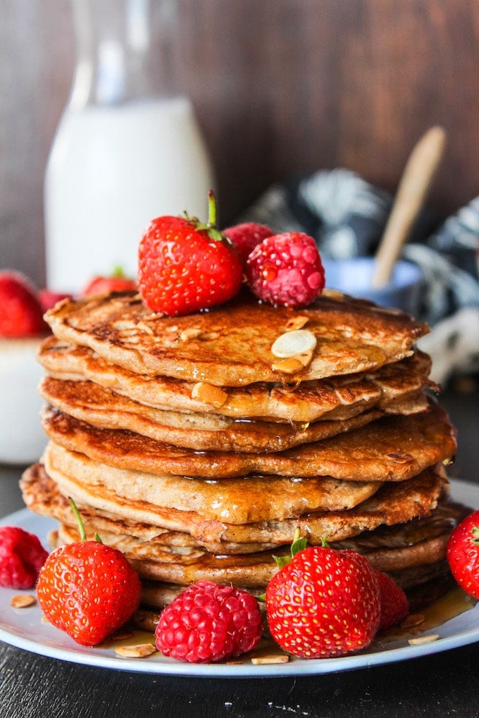 Sweet and nutty aquafaba Buckwheat & Oat Pancakes | gluten free + vegan + low FODMAP 