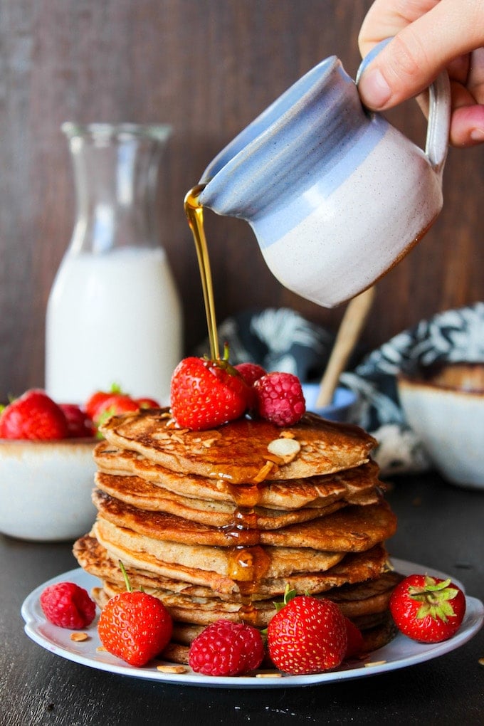 Sweet and nutty aquafaba Buckwheat & Oat Pancakes | gluten free + vegan + low FODMAP 