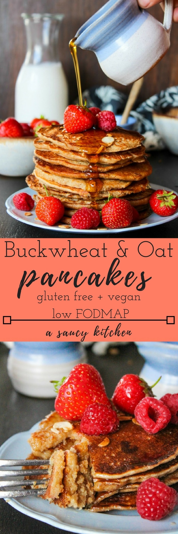 Sweet and nutty aquafaba Buckwheat & Oat Pancakes | gluten free + vegan + low FODMAP  
