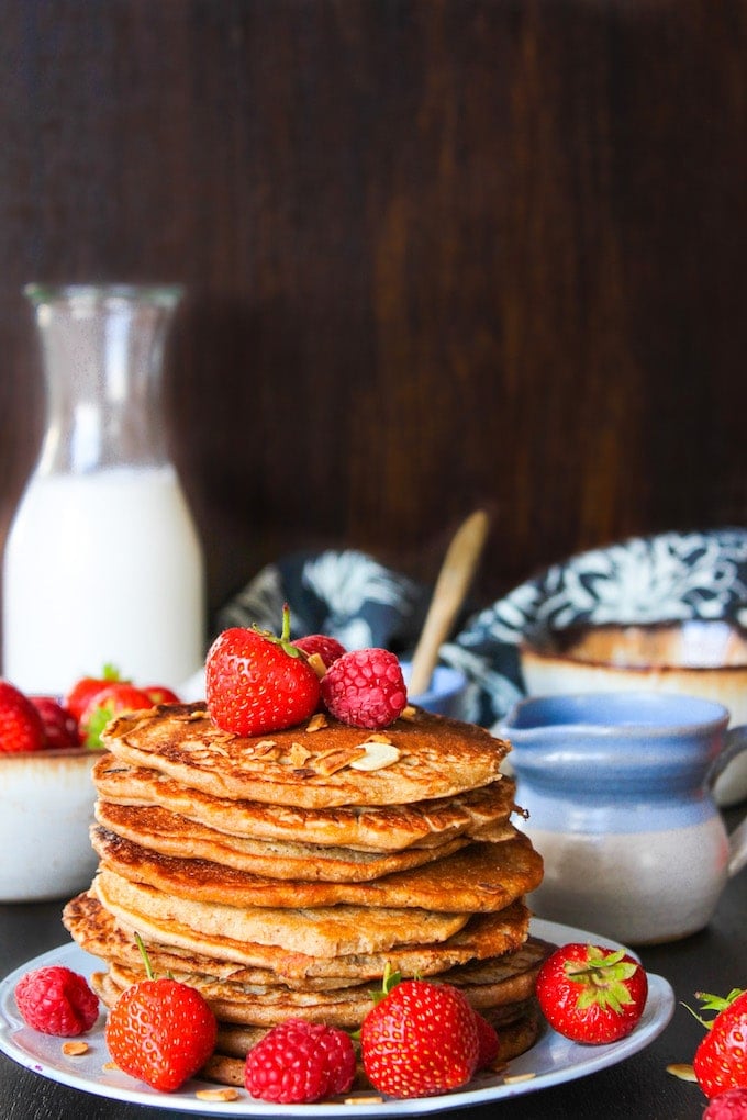 Sweet and nutty aquafaba Buckwheat & Oat Pancakes | gluten free + vegan + low FODMAP 