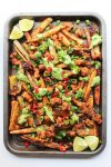 Cajun Baked Fries with Chorizo & Avocado Crema