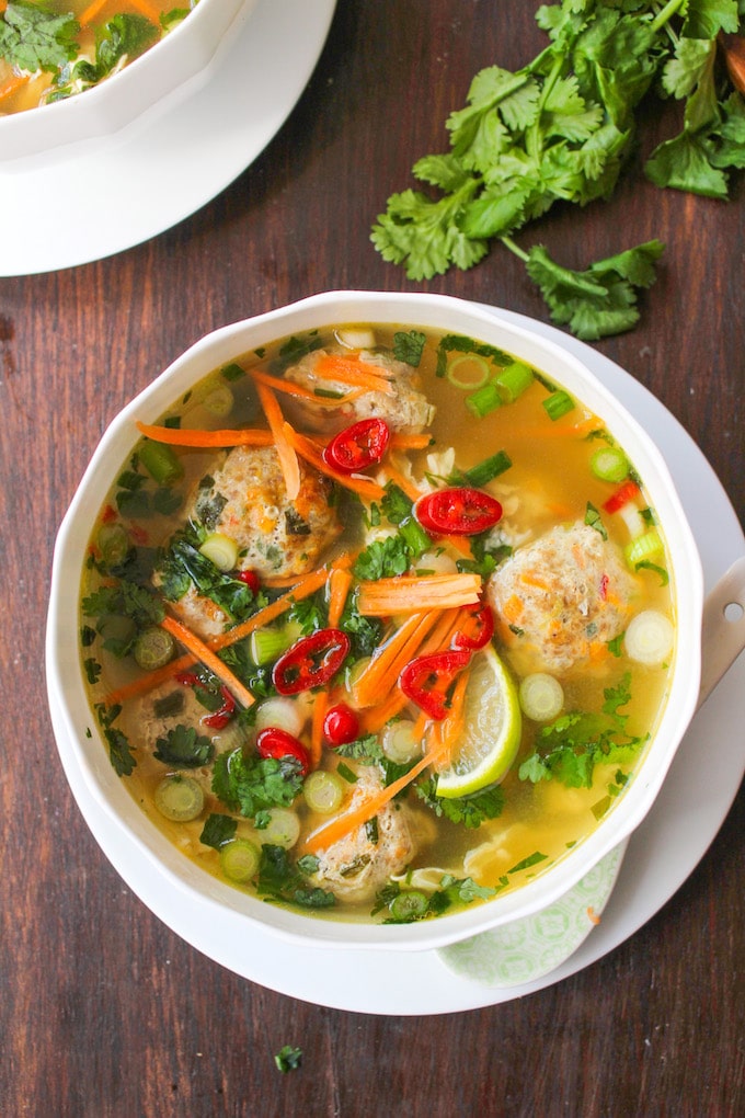 Thai Meatball and Egg Drop Soup A Saucy Kitchen