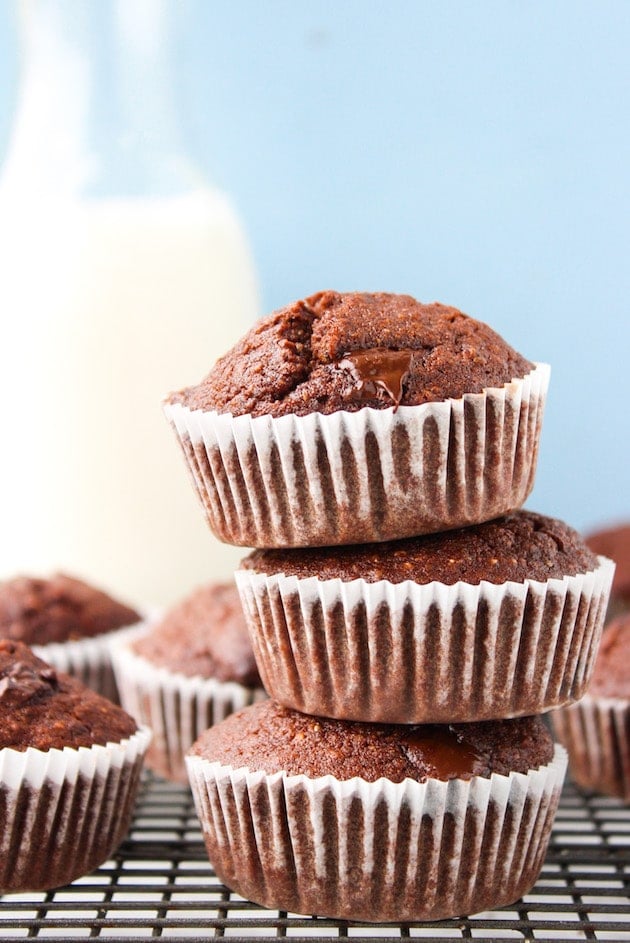 Chocolate Chunk Chia Seed Muffins - one bowl and 30 minutes is all you need to make these healthy chocolate muffins! Gluten Free + Grain Free + Dairy Free