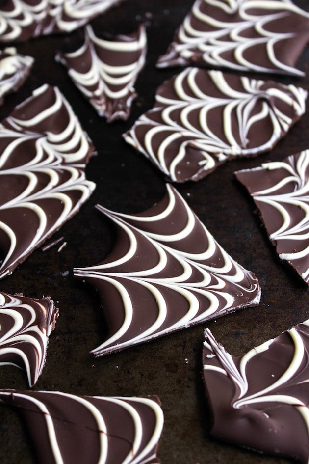 Spider web chocolate bark –broken up