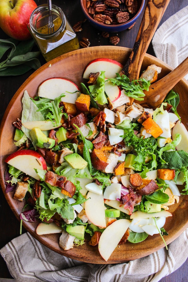 Loaded Autumn Cobb Salad mixed together