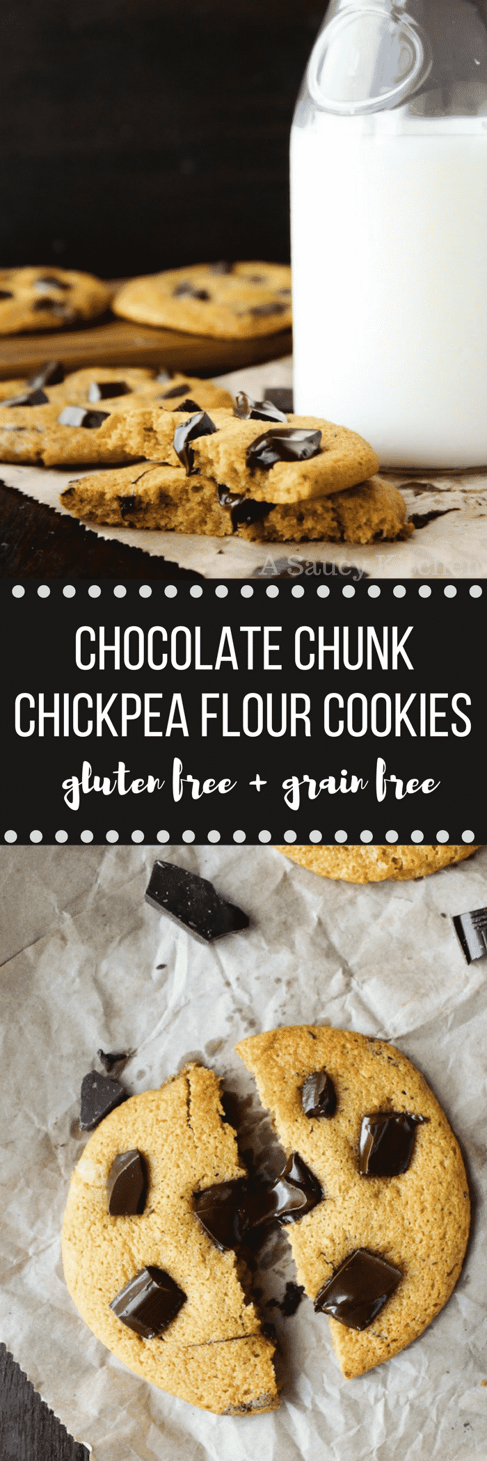 chocolate chunk chickpea flour cookies