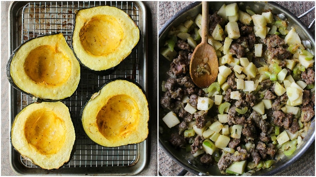 Sausage Stuffed Acorn Squash 