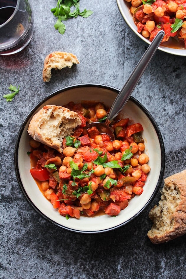 Fast and easy Chickpea & Chorizo Stew - make it in 30 minutes or less for the ultimate one pot dinner | Gluten Free + Grain Free 