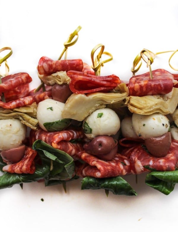 Antipasto Skewers with Marinated Mozzarella Balls