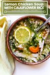 Lemon Chicken Soup with Cauiliflower Rice pin graphic