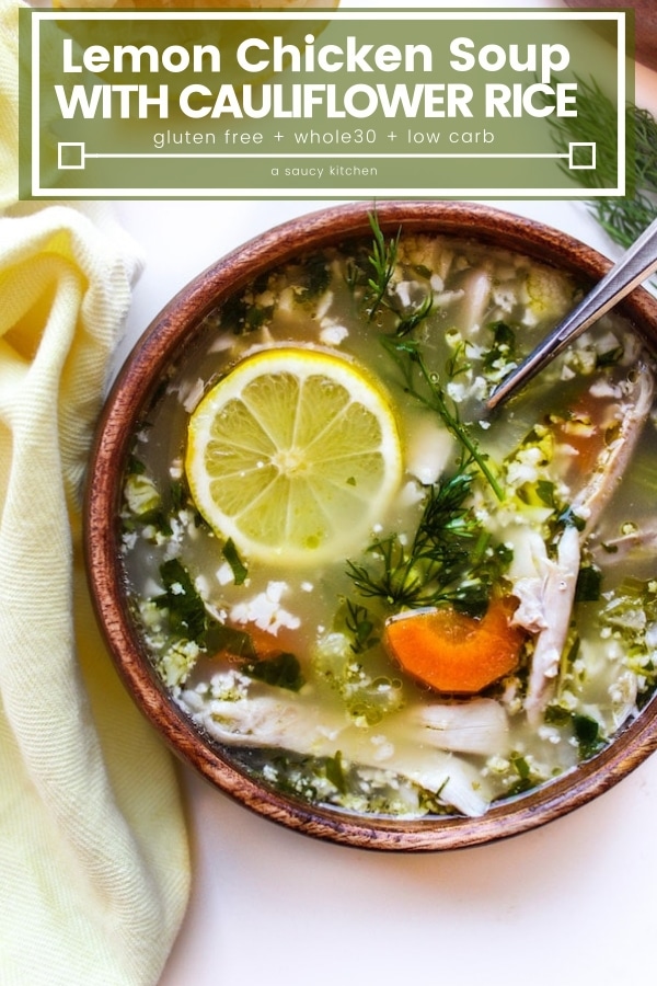 lemon chicken soup with cauliflower rice