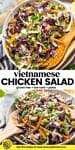 vietnamese chicken salad pinterest image with title and gluten free + paleo label