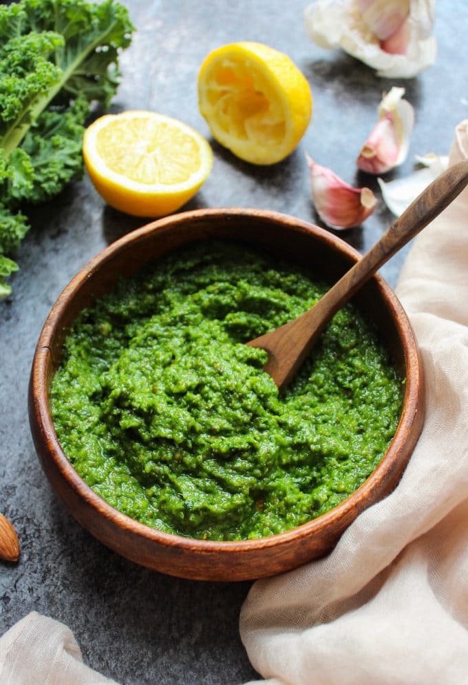 a bowl of kale pesto