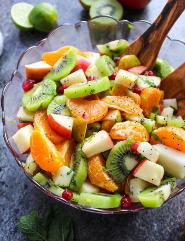 winter fruit salad in a bowl