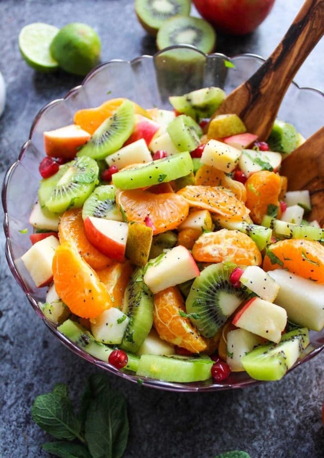 winter fruit salad in a bowl