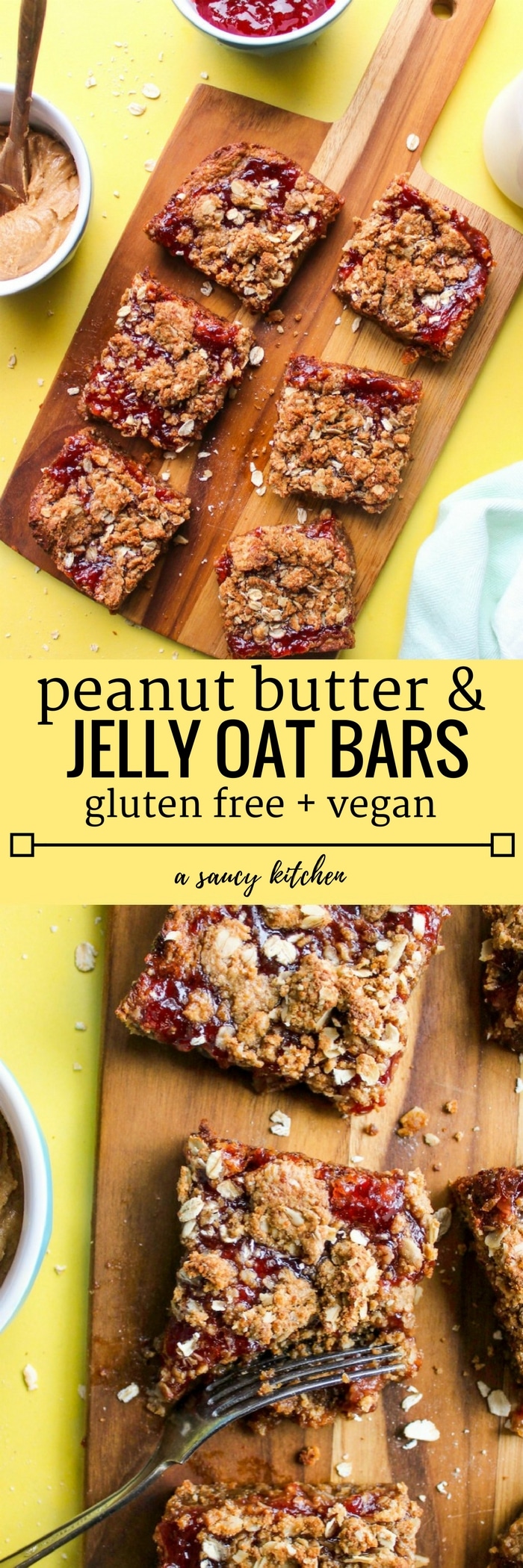 gluten free + vegan peanut butter & jelly bars
