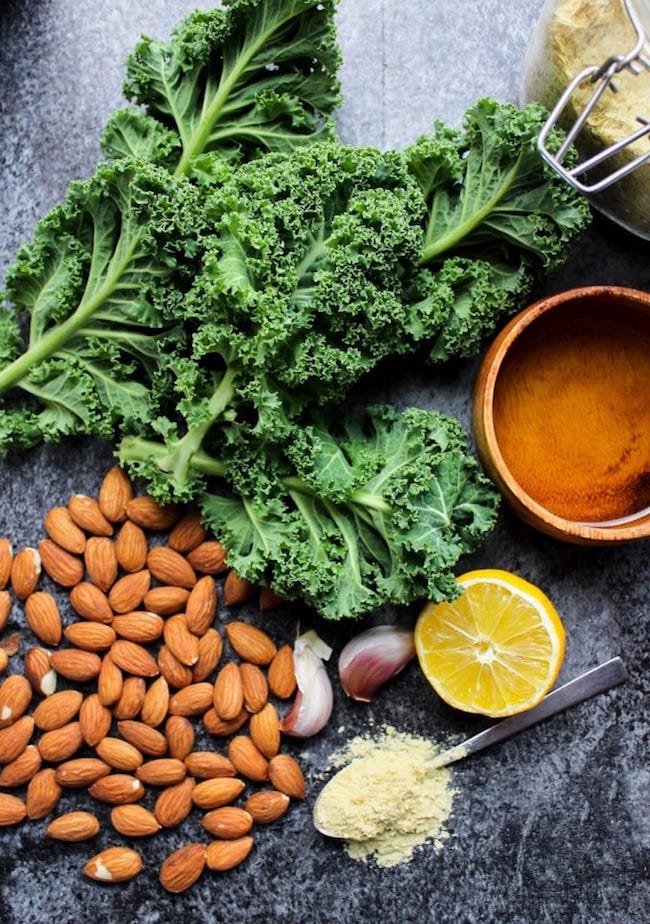 ingredients with kale pesto