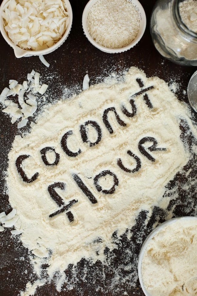 'coconut flour' written in coconut flour