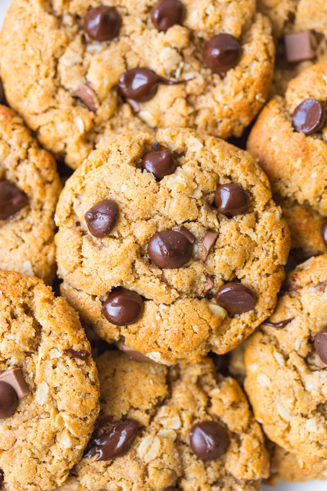 peanut butter oatmeal cookies up close
