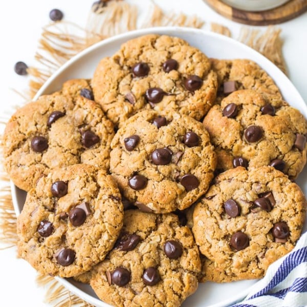 Flourless Peanut Butter Oatmeal Cookies on a plate