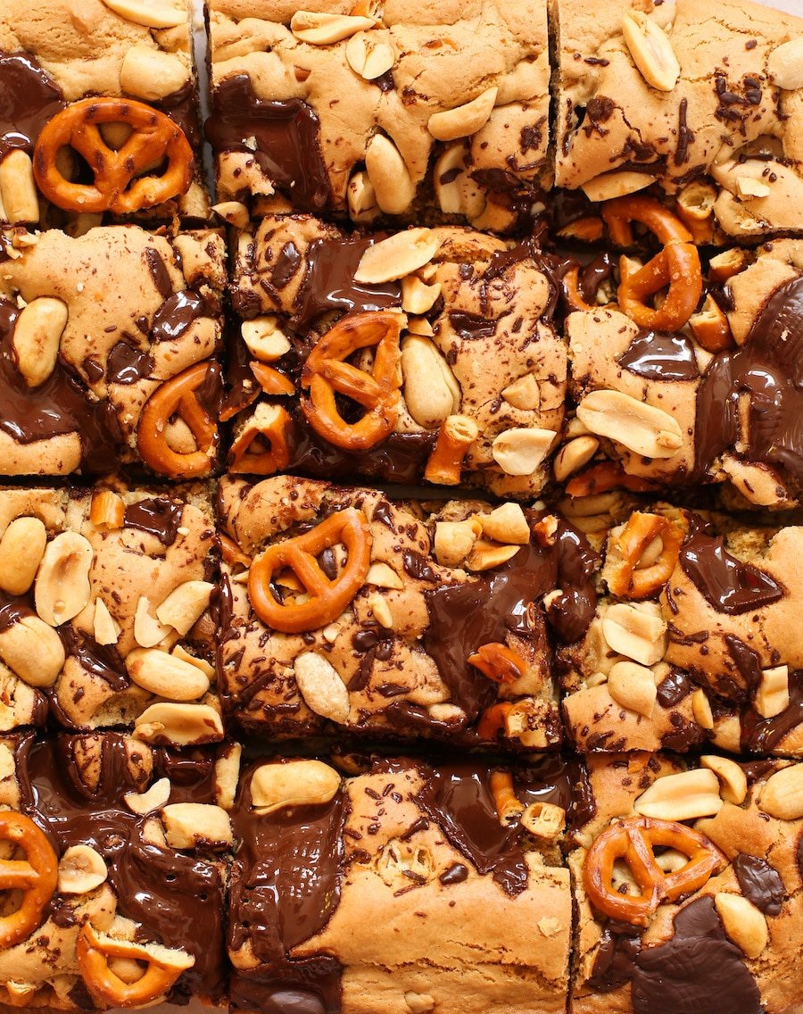Image for Peanut Butter Pretzel Gluten Free Cookie Bars - A Saucy Kitchen