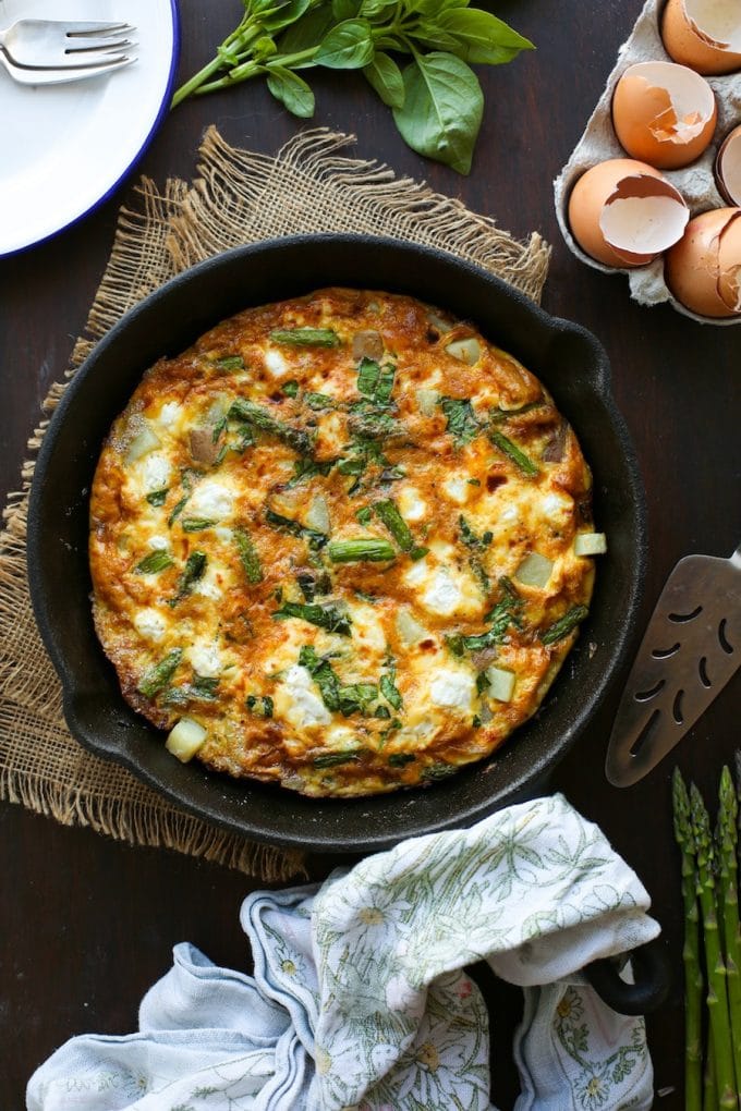 Basil Potato & Asparagus Frittata | Perfect for breakfast, brunch, or even when you're in need of a quick & easy dinner! | Gluten Free + Vegetarian 