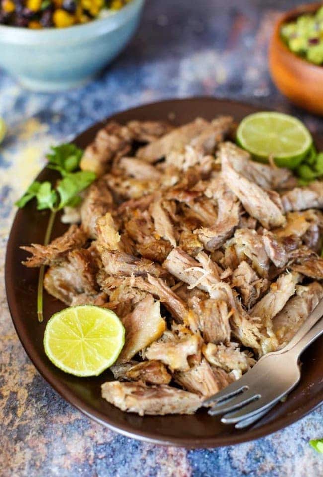 Puerto Rican Instant Pot Pulled Pork with limes and cilantro 