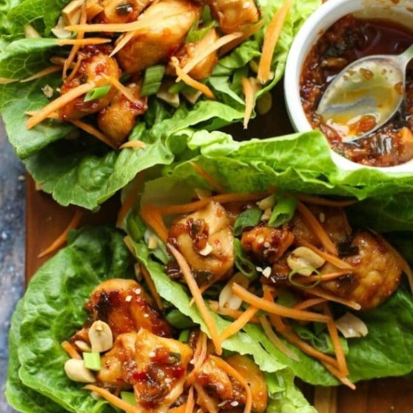 Teriyaki Chicken Lettuce Wraps (Paleo Option)