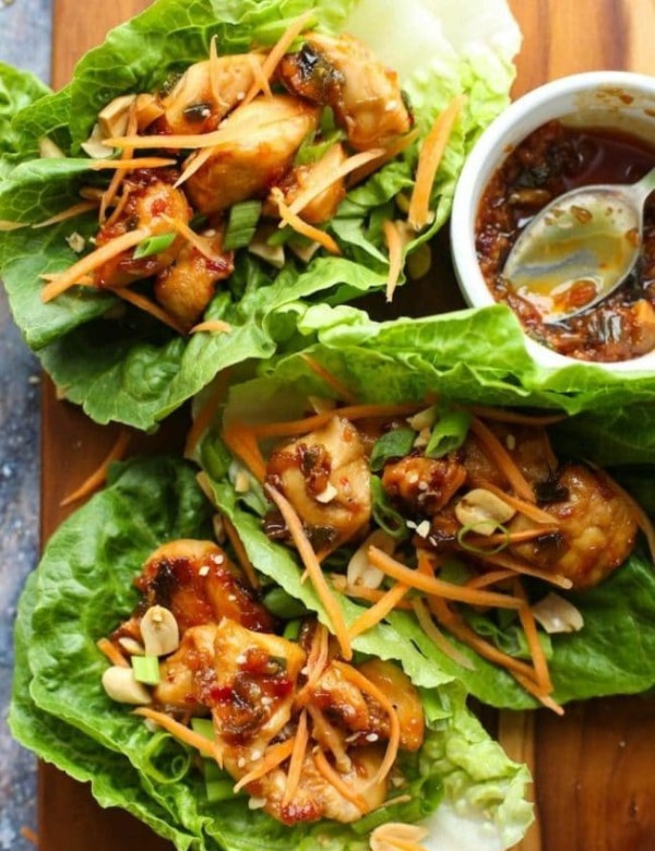 Teriyaki Chicken Lettuce Wraps (Paleo Option)