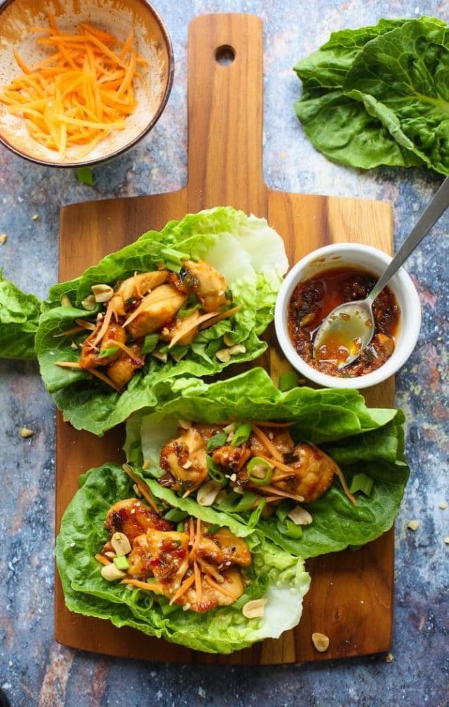 Teriyaki Chicken Lettuce Wraps (Paleo Option)