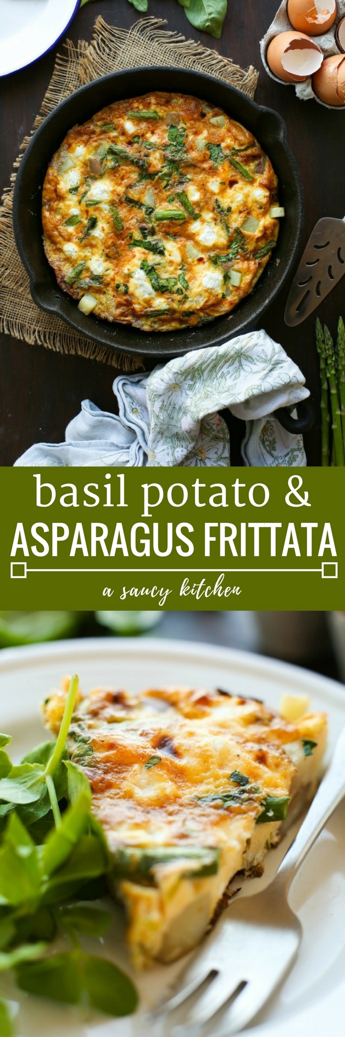 Basil Potato & Asparagus Frittata | Perfect for breakfast, brunch, or even when you’re in need of a quick & easy dinner! | Gluten Free + Vegetarian