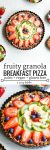 Fruity Granola Breakfast Pizza - a grain free nut & coconut crust that's naturally sweetened with a coconut cream top and fresh fruit | Long pin with text