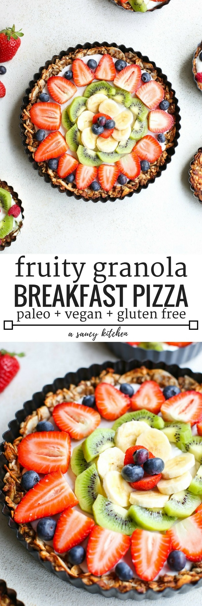 fruity paleo granola breakfast pizza
