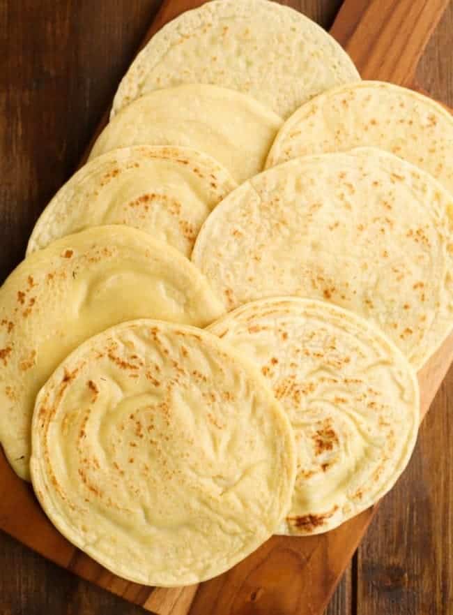 grain free tortillas on a cutting board