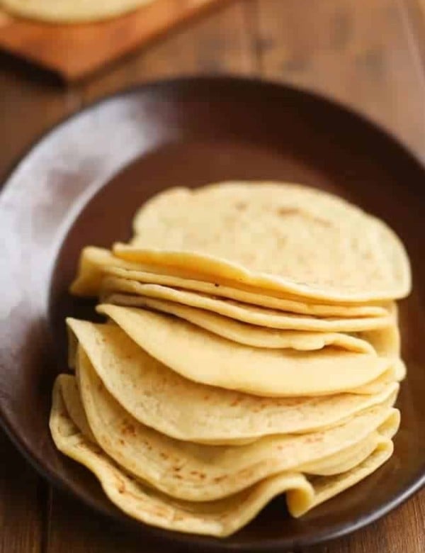 grain free tortillas stacked on a plate