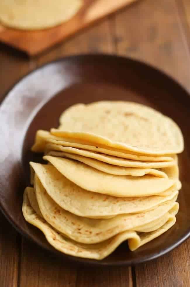 grain free tortillas stacked on a plate