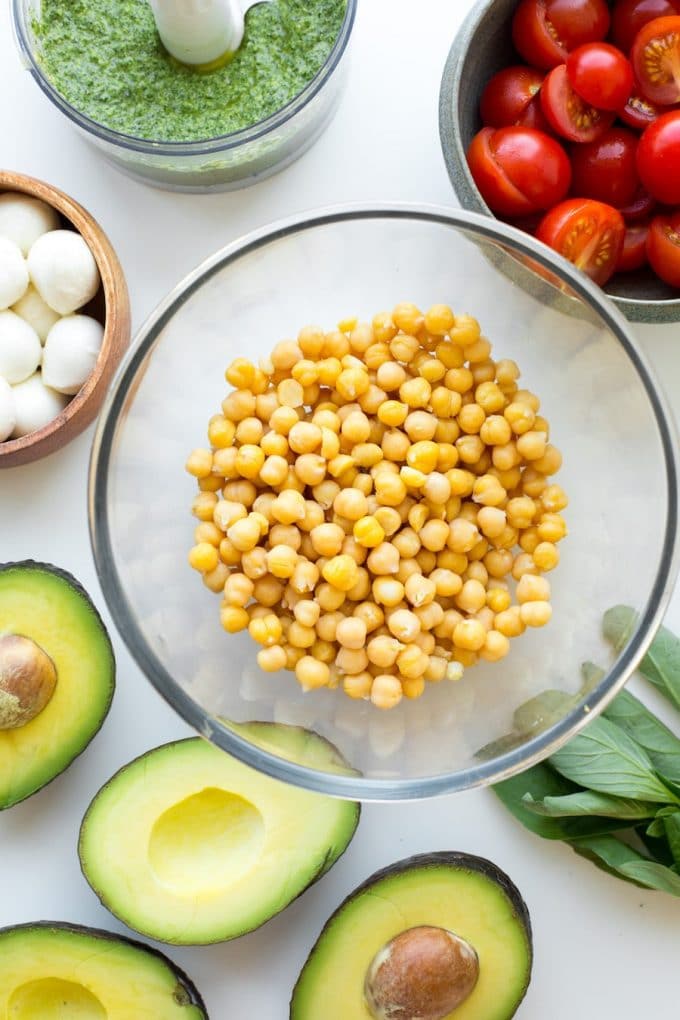 Avocado Chickpea Pesto Salad A Saucy Kitchen