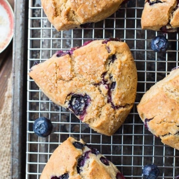 Vegan Gluten Free Blueberry Scones on a cooling rack