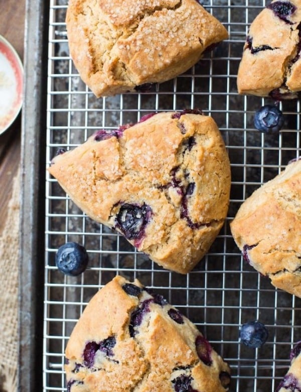 Vegan Gluten Free Blueberry Scones on a cooling rack