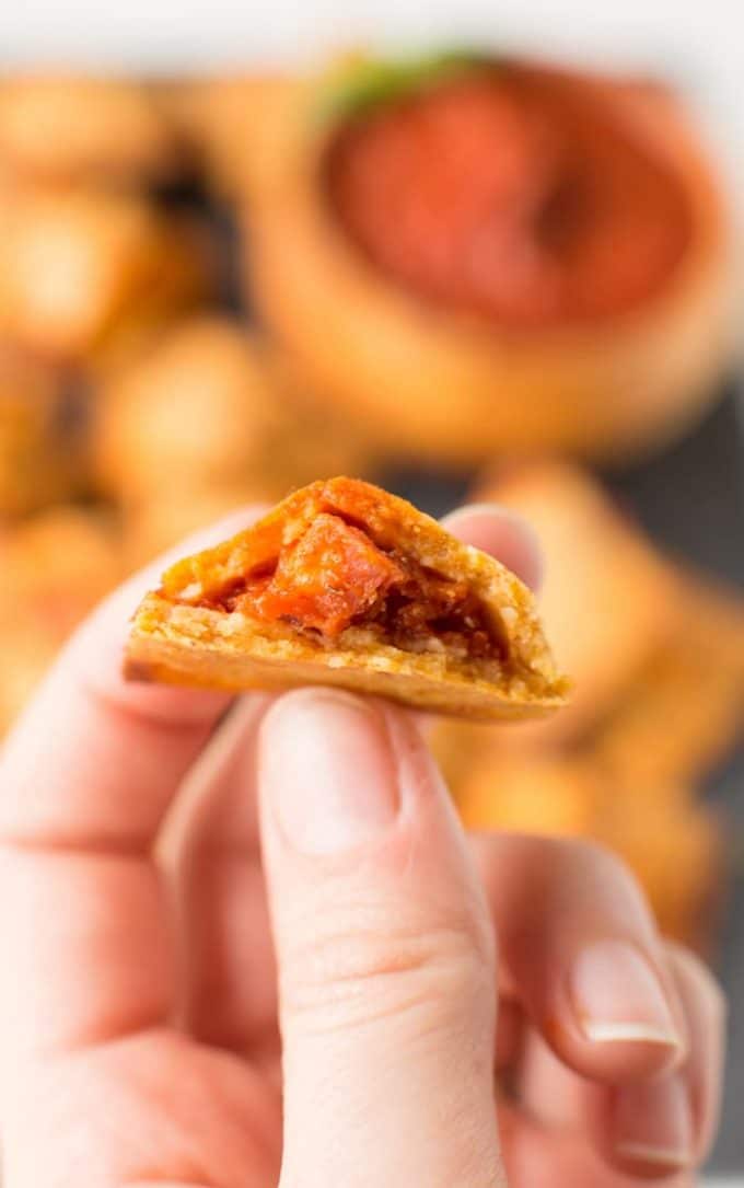 'Healthified Homemade Pizza Rolls - made with a grain free sweet potato and almond meal crust | Paleo + Gluten Free + Dairy Free