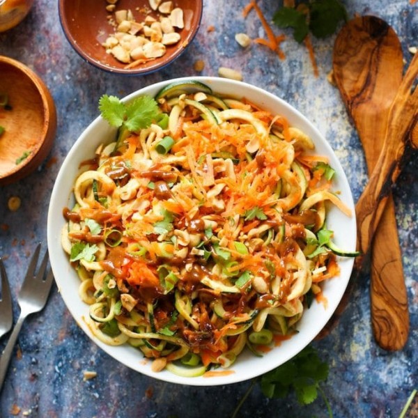 Raw Peanut Zoodle Salad