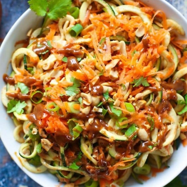 Raw Peanut Zoodle Salad