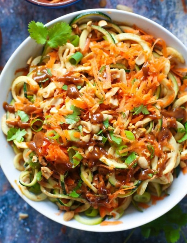 Raw Peanut Zoodle Salad